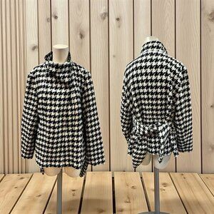 Cynthia,women's autumn jacket,black-white,size XL,long sleeves,buttons,relaxed-!